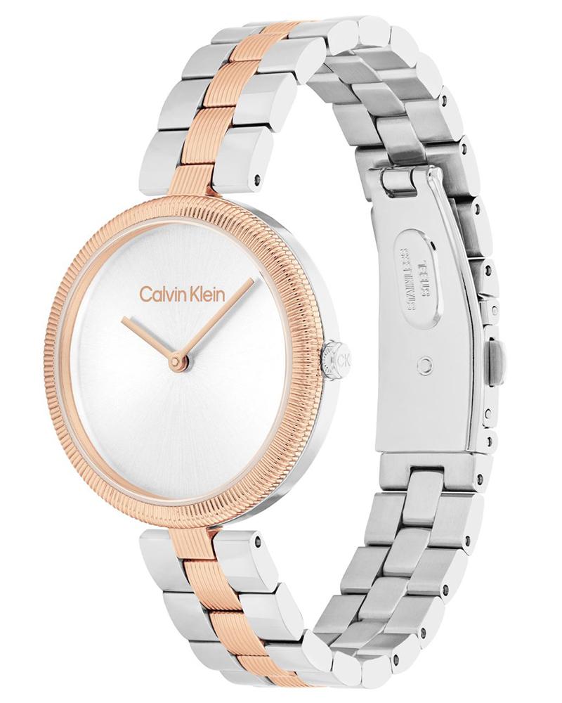 Calvin Klein 25100040 Quartz Analog Women’s Watch with Silver White Dial, Two-Tone Stainless Steel Bracelet
