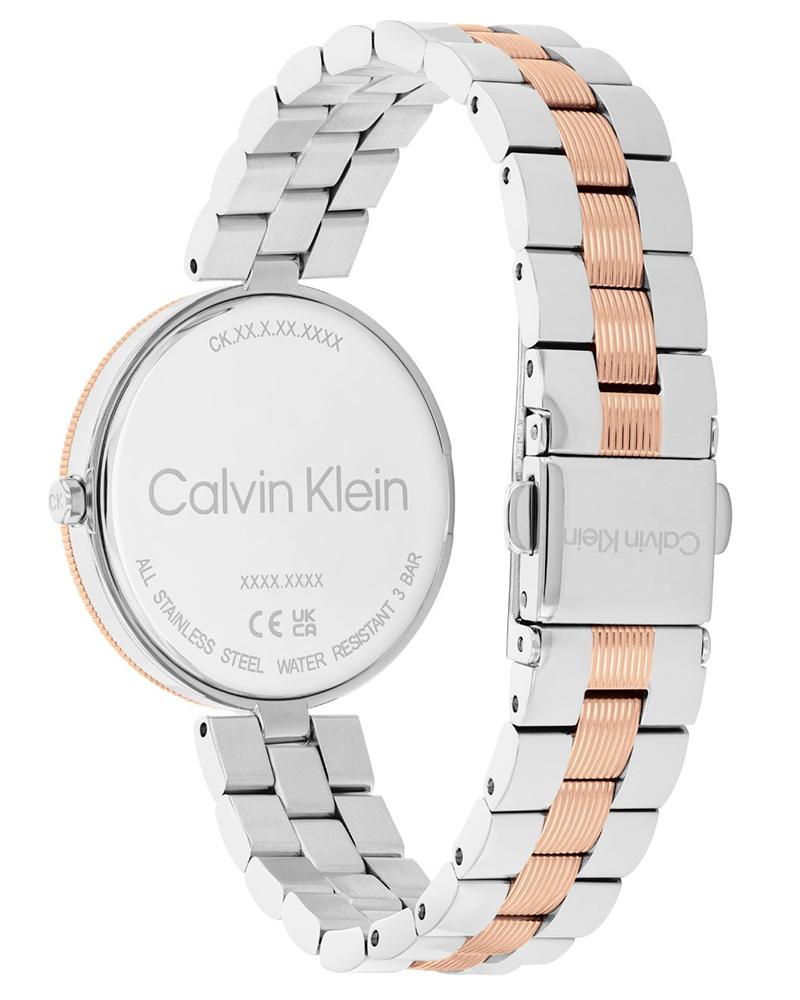 Calvin Klein 25100040 Quartz Analog Women’s Watch with Silver White Dial, Two-Tone Stainless Steel Bracelet