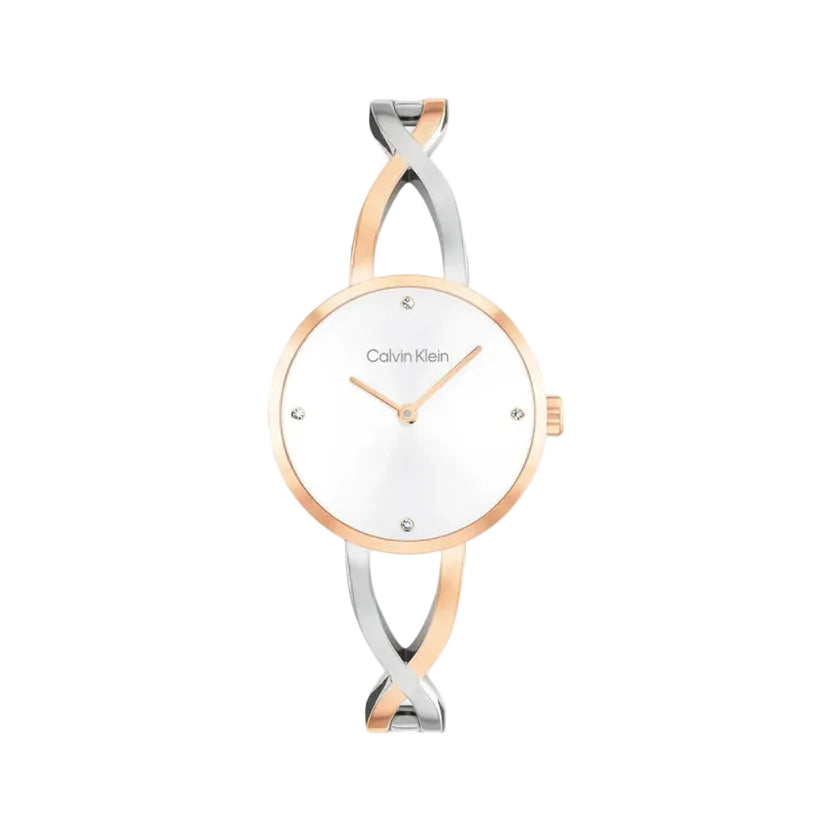 Calvin Klein 25100060 Sculpted Embrace Women Quartz Silver Dial Two-Tone Stainless Steel Watch