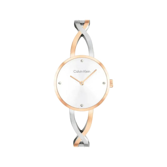 Calvin Klein 25100060 Sculpted Embrace Women Quartz Silver Dial Two-Tone Stainless Steel Watch
