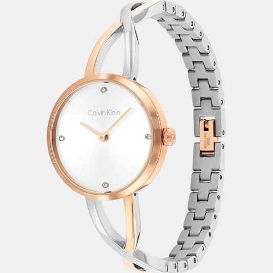 Calvin Klein 25100060 Sculpted Embrace Women Quartz Silver Dial Two-Tone Stainless Steel Watch