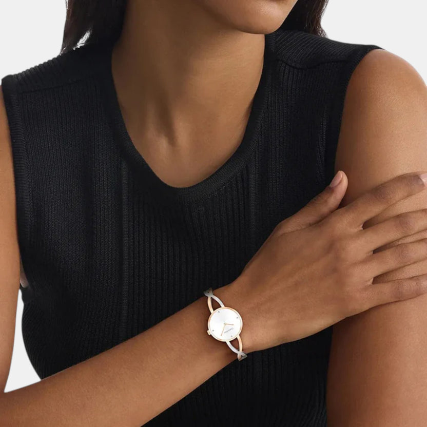 Calvin Klein 25100060 Sculpted Embrace Women Quartz Silver Dial Two-Tone Stainless Steel Watch