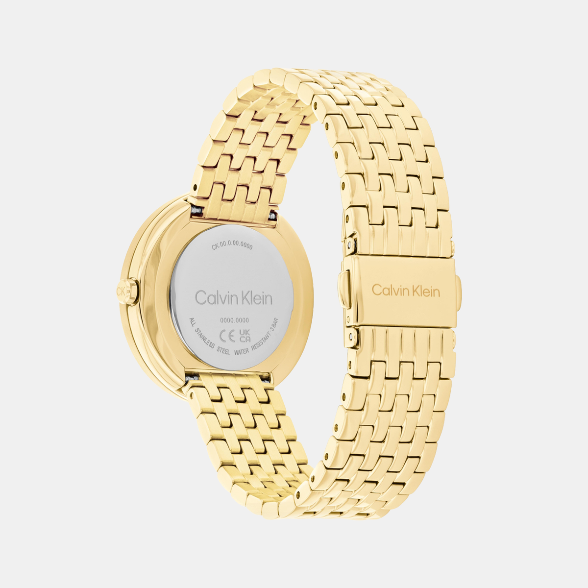 Calvin Klein 25100066 Twisted Bezel Quartz Analog Women’s Watch with Green Dial, Gold Stainless Steel Bracelet