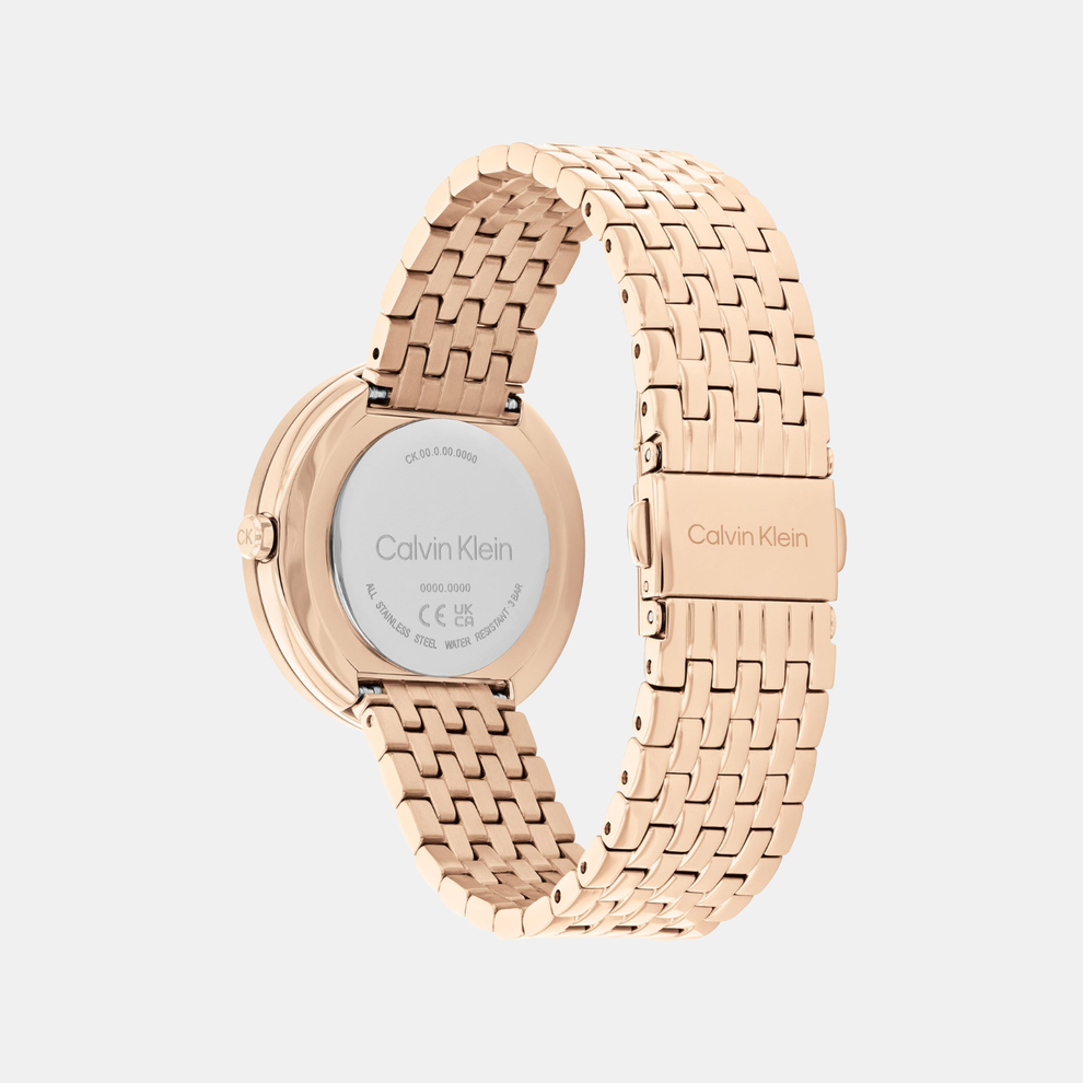 Calvin Klein 25100068 Twisted Bezel Women’s Quartz Analog Watch with Green Dial, Rose Gold Stainless Steel Strap