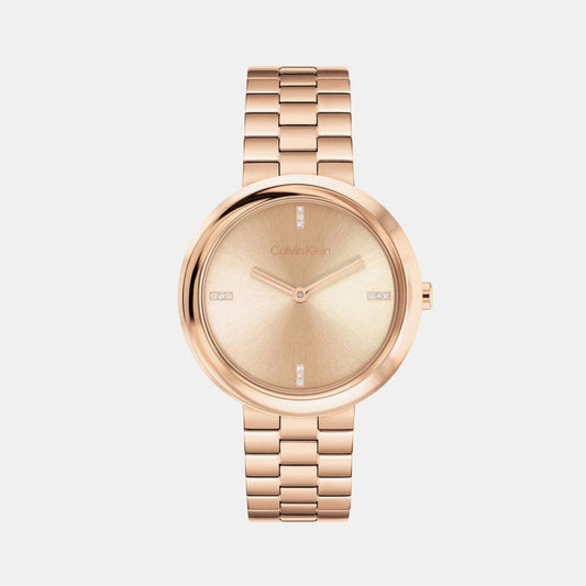 Calvin Klein 25100095 Twisted Bezel Women’s Quartz Analog Watch with Rose Gold Dial & strap