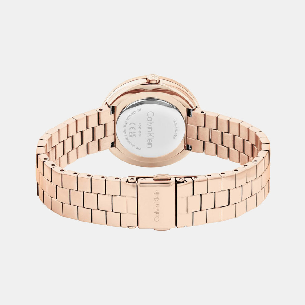 Calvin Klein 25100095 Twisted Bezel Women’s Quartz Analog Watch with Rose Gold Dial & strap