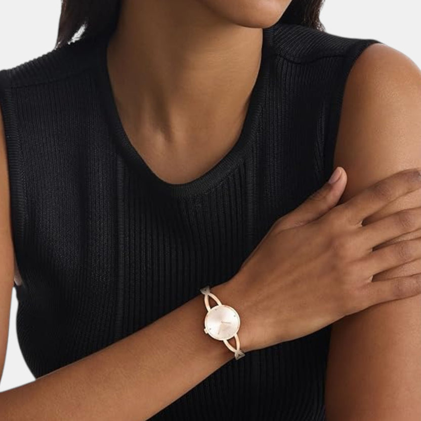 Calvin Klein 25100116 Sculpted Embrace Women Quartz Watch with Blush Dial Stainless Steel Strap