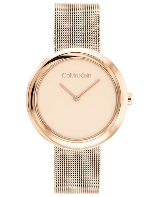 Calvin Klein 25200013 Women’s Twisted Bezel Quartz Watch with Rose-Gold Dial & Rose-Gold Stainless-Steel Strap