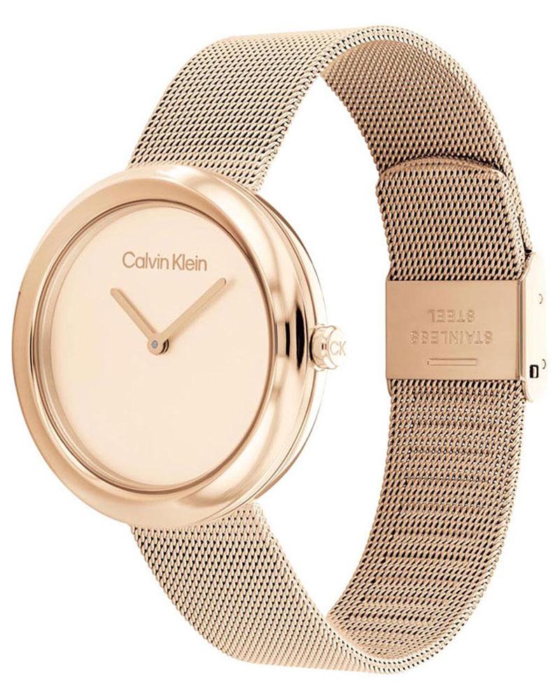 Calvin Klein 25200013 Women’s Twisted Bezel Quartz Watch with Rose-Gold Dial & Rose-Gold Stainless-Steel Strap