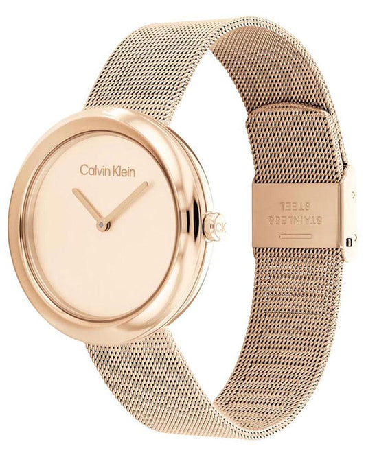 Calvin Klein 25200013 Women’s Twisted Bezel Quartz Watch with Rose-Gold Dial & Rose-Gold Stainless-Steel Strap