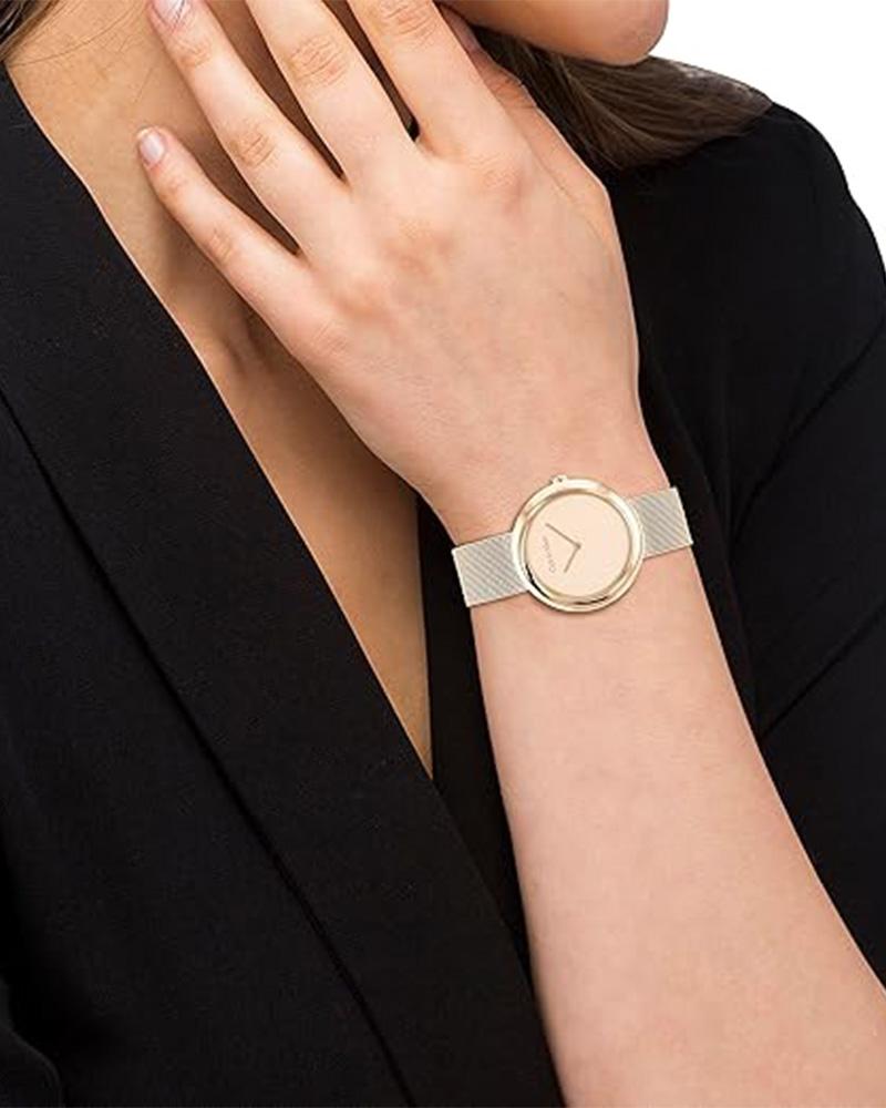 Calvin Klein 25200013 Women’s Twisted Bezel Quartz Watch with Rose-Gold Dial & Rose-Gold Stainless-Steel Strap