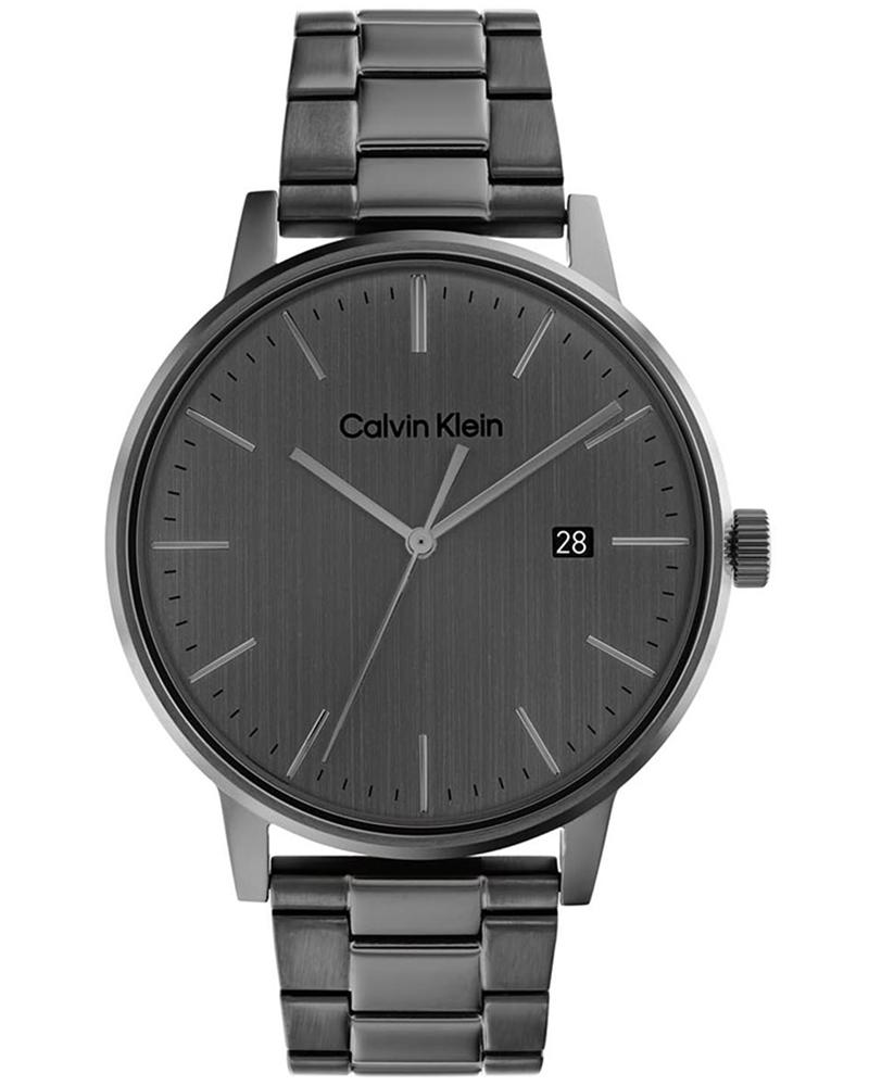 Calvin Klein men's analog watch with grey dial and stainless steel bracelet