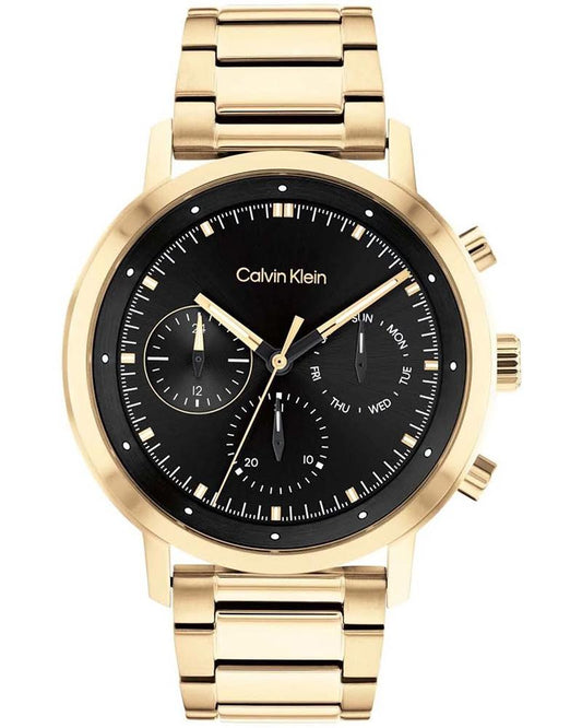 Calvin Klein 25200065 Gauge Men’s Black Dial Gold-Tone Multifunction Stainless Steel Watch