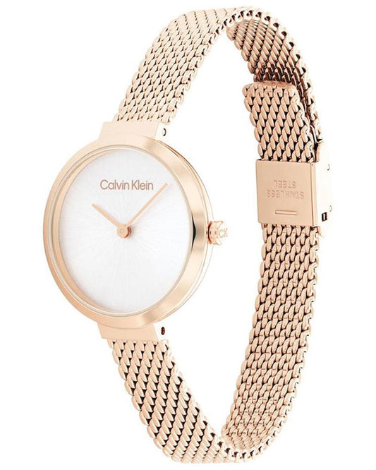 Calvin Klein 25200083 Women’s Minimalistic Analog Watch with White Dial & Stainless-Steel Strap