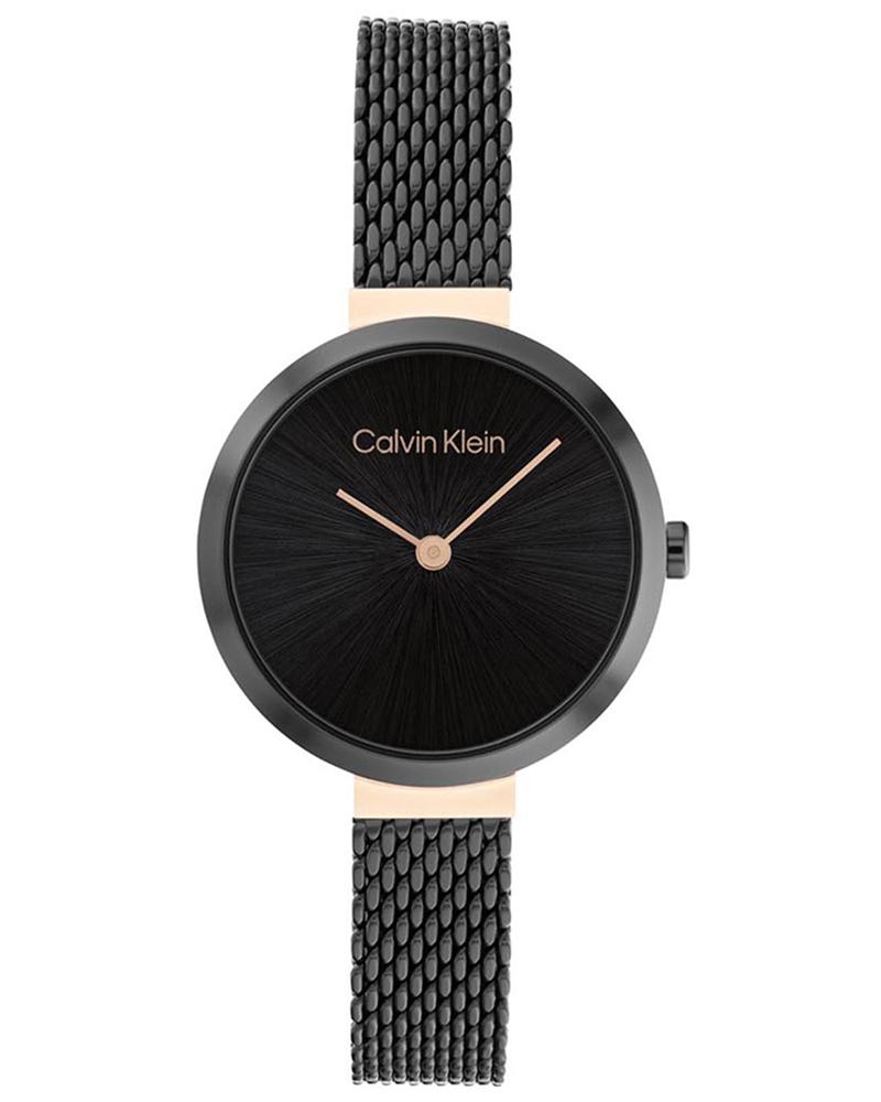 Calvin Klein Minimalistic T-Bar Black Dial Black Mesh Stainless Steel Women’s Watch 25200084