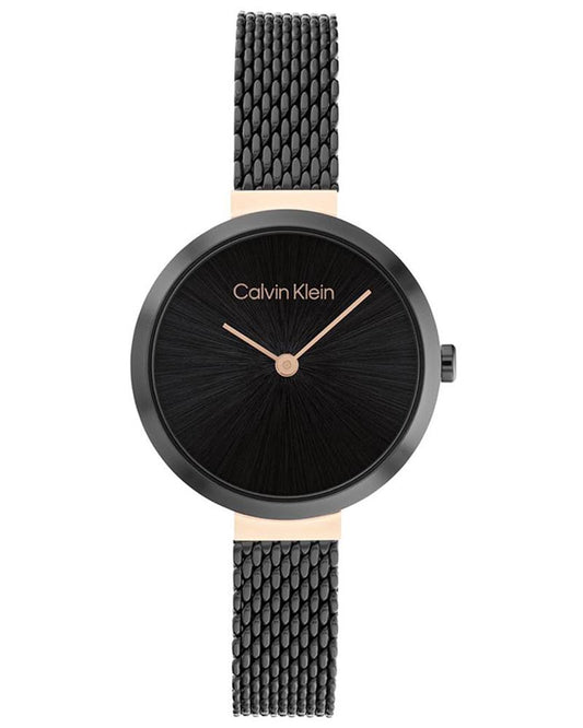 Calvin Klein Minimalistic T-Bar Black Dial Black Mesh Stainless Steel Women’s Watch 25200084