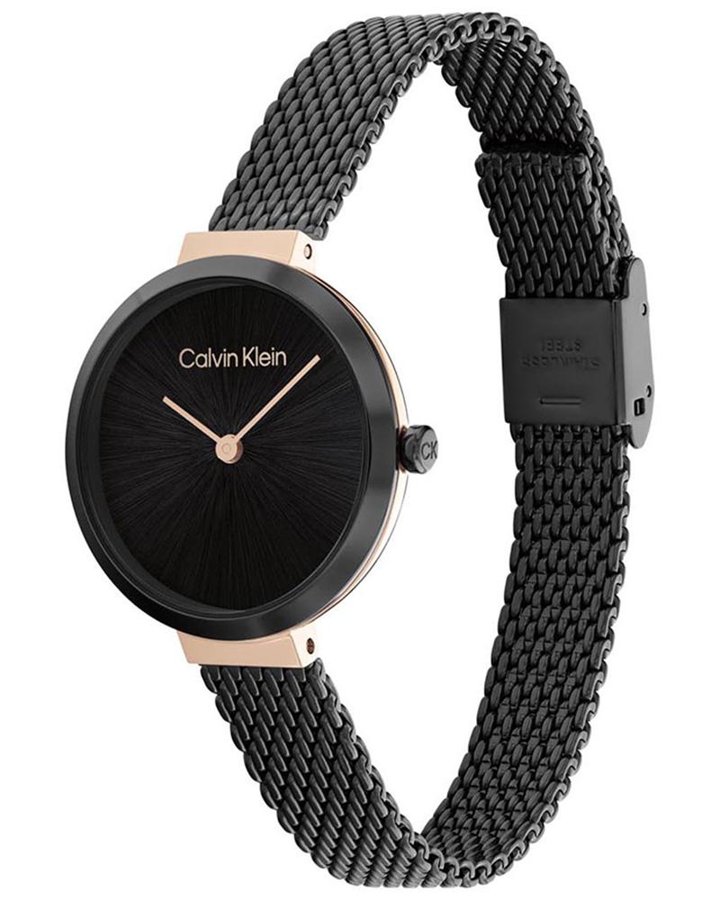 Calvin Klein Women Black Dial Mesh Bracelet Analog Quartz Watch 25200084