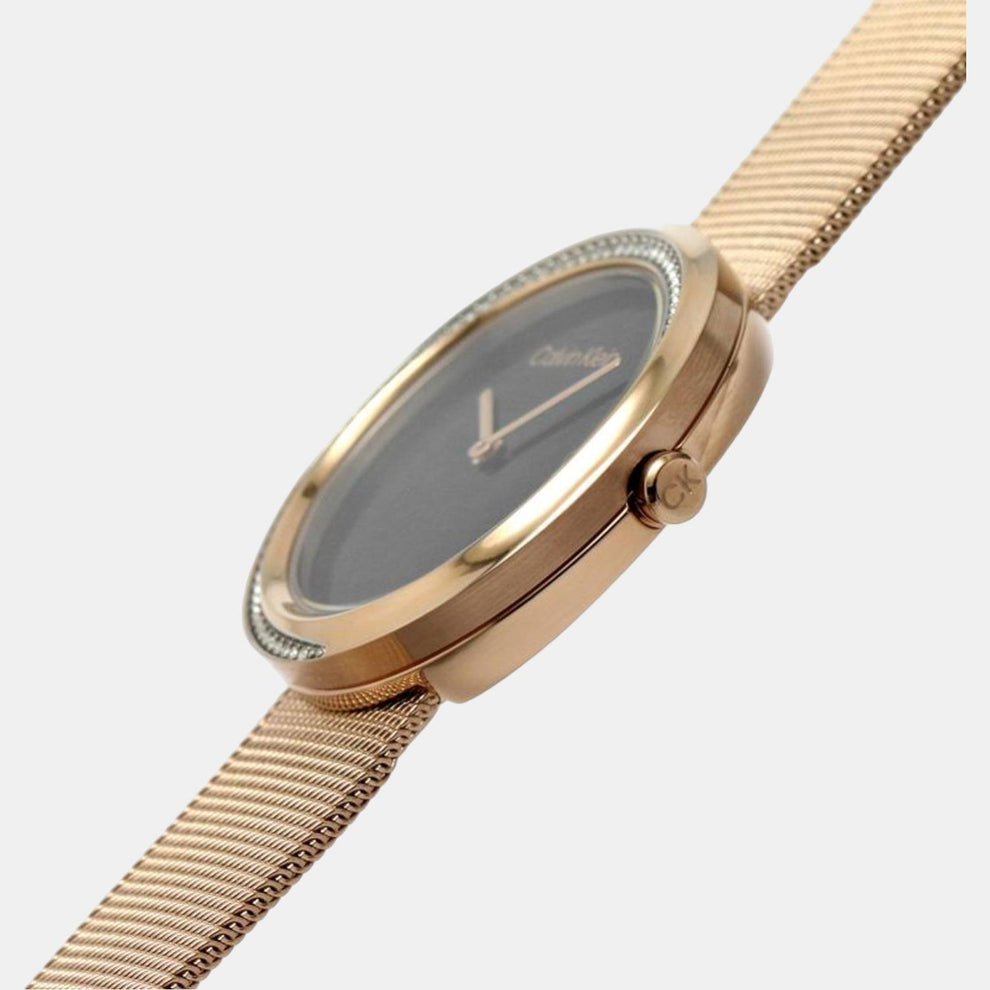 Calvin Klein 25200151 Women’s Twisted Bezel Quartz Watch with Black Dial & Stainless-Steel Strap