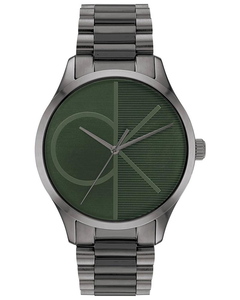 Calvin Klein 25200164 Iconic Unisex Quartz Watch with Green Dial & Grey Stainless-Steel Strap