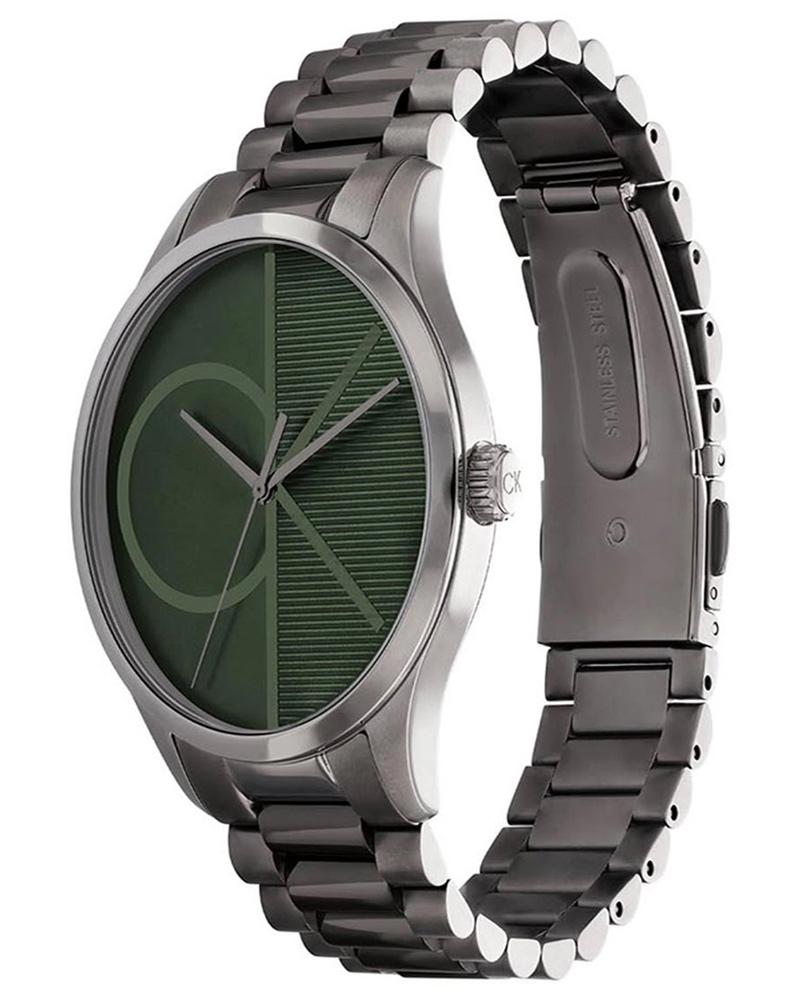 Calvin Klein 25200164 Iconic Unisex Quartz Watch with Green Dial & Grey Stainless-Steel Strap