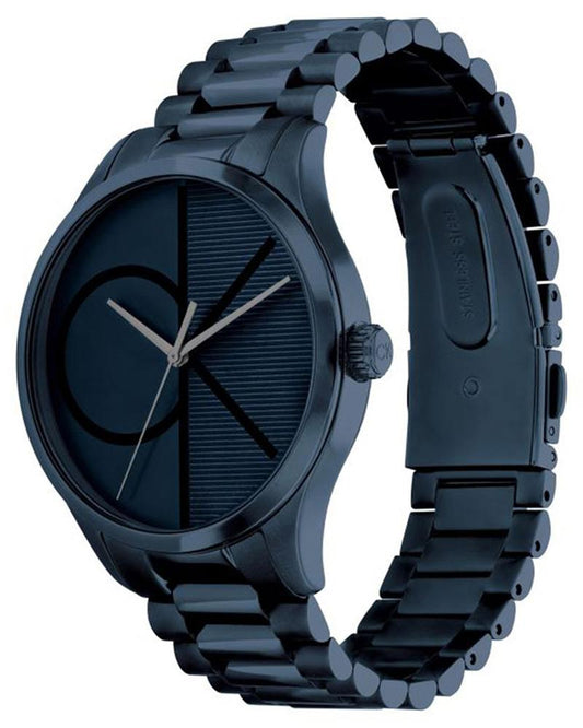 Calvin Klein 25200166 Iconic Blue Analog Dial Unisex Watch with Stainless Steel Strap