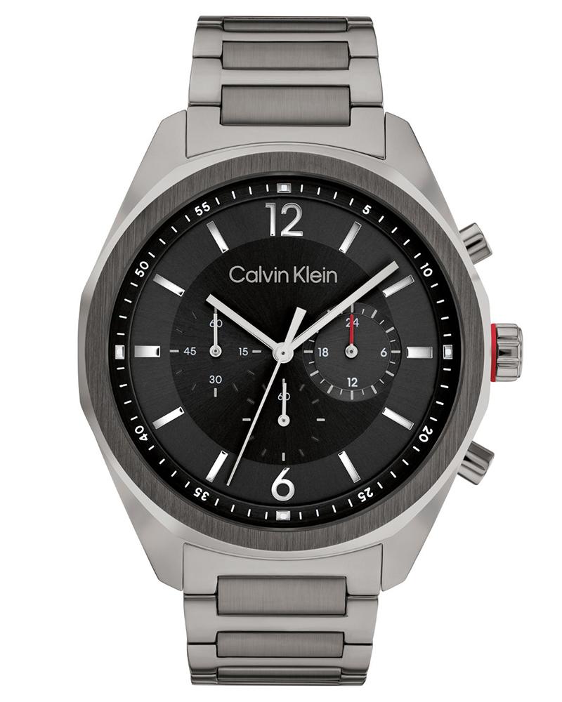 Calvin Klein 25200267 Men’s CK Force Chronograph Quartz Watch with Black Dial & Grey Stainless-Steel Strap