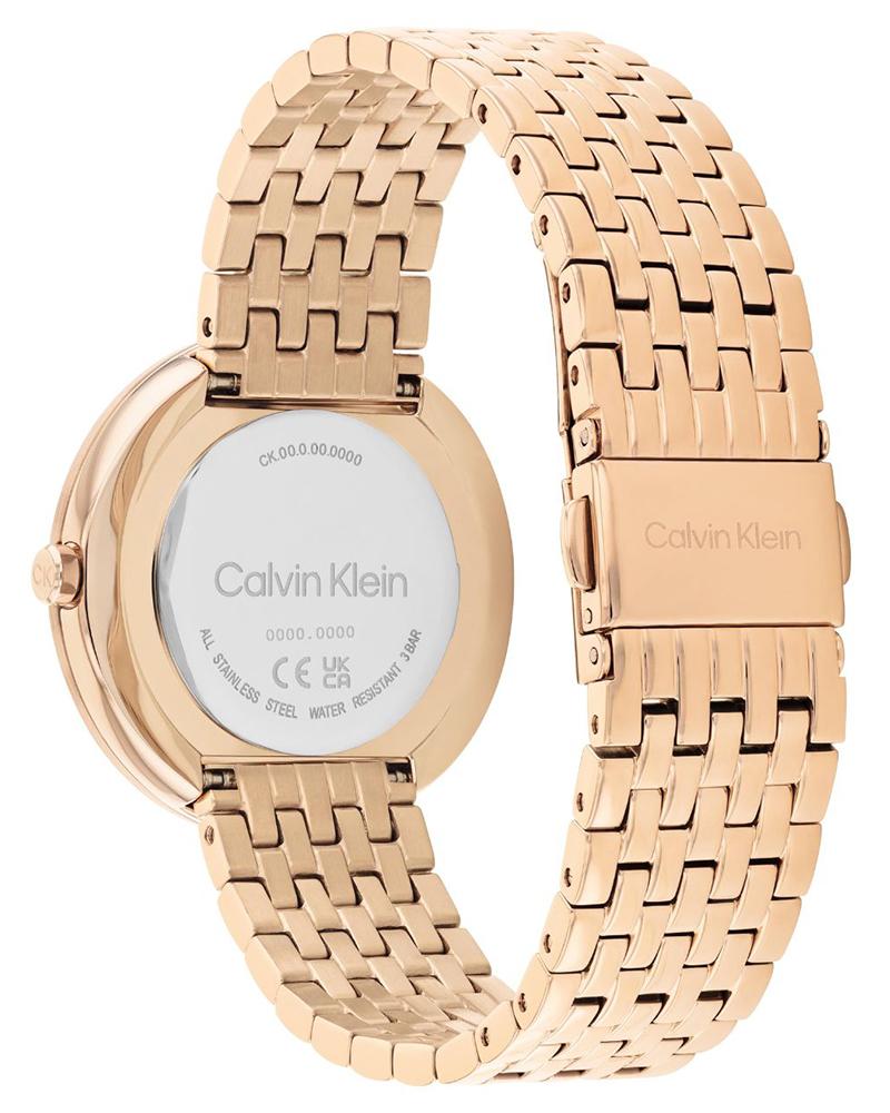 Calvin Klein 25200322 Women’s Twisted Bezel Quartz Watch with White Dial & Rose-Gold Stainless-Steel Strap
