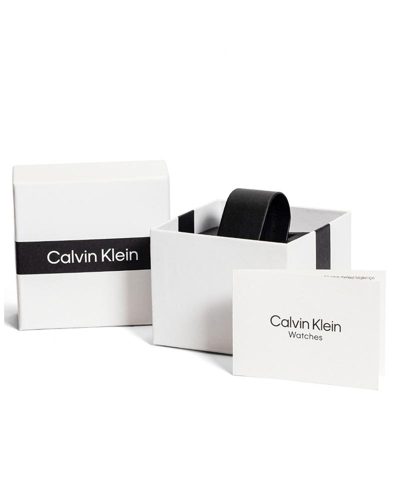 Calvin Klein 25200323 Women’s Twisted Bezel Quartz Watch with Mother-of-Pearl Dial & Black Stainless-Steel Strap