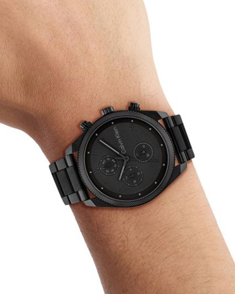 Calvin Klein 25200359 Men’s Impact Chronograph Quartz Watch with Black Dial & Black Stainless-Steel Strap