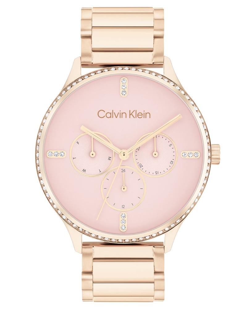 Calvin Klein 25200370 Women’s Dress Chronograph Quartz Watch with Pink Dial & Rose-Gold Stainless-Steel Strap