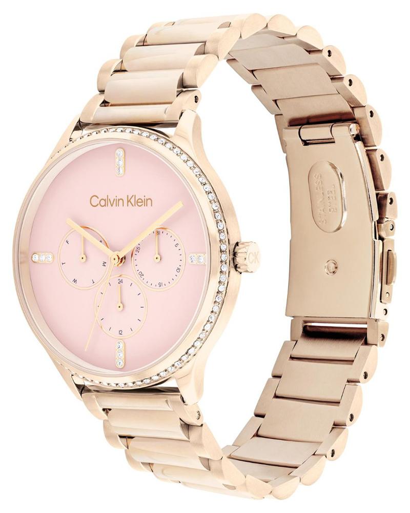 Calvin Klein 25200370 Women’s Dress Chronograph Quartz Watch with Pink Dial & Rose-Gold Stainless-Steel Strap