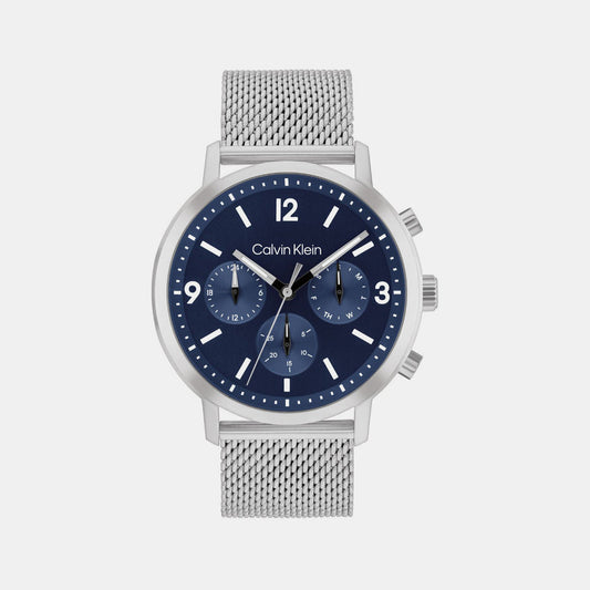Calvin Klein 25200438 Gauge Men’s Blue Dial Stainless Steel Mesh Multifunction Watch