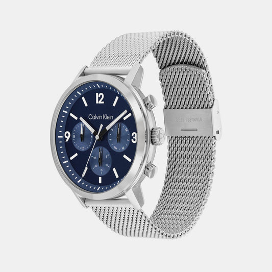 Calvin Klein 25200438 Gauge Men’s Blue Dial Stainless Steel Mesh Multifunction Watch