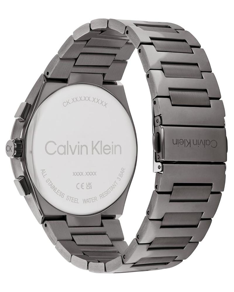 Calvin Klein 25200443 Men’s Quartz Chronograph Watch with Blue Dial, Grey Stainless Steel Strap