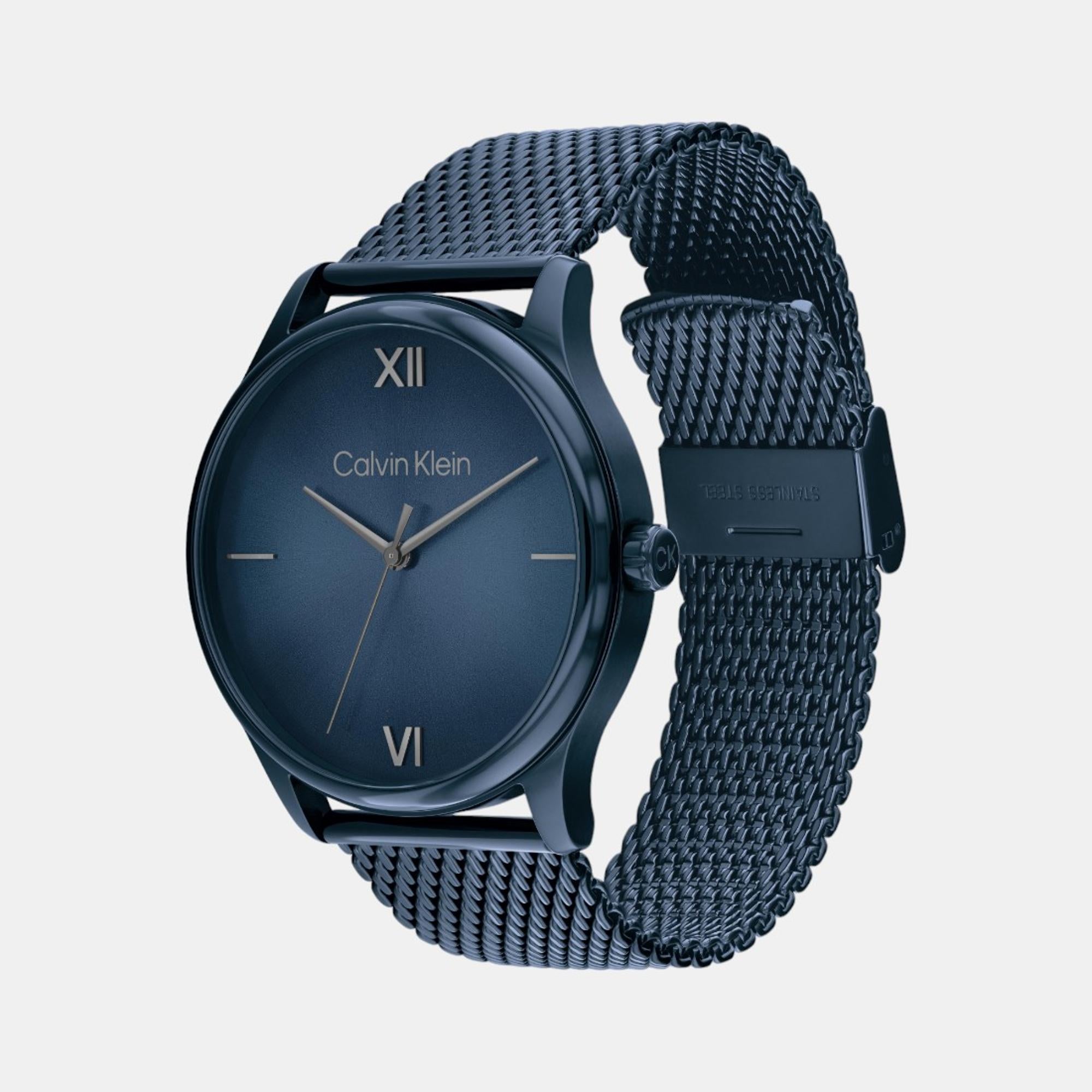 Calvin Klein 25200451 Ascend Men Quartz Blue Dial Stainless Steel Mesh Watch