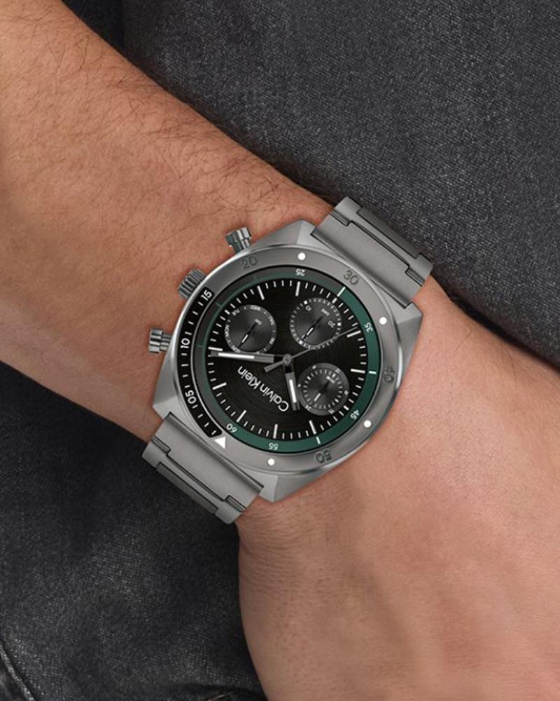 Calvin Klein 25200466 Flex Men Quartz Black Dial Grey Stainless Steel Watch
