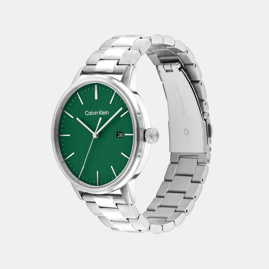 Calvin Klein 25200478 Linked Bracelet For Him Men Quartz Green Dial Stainless Steel Watch