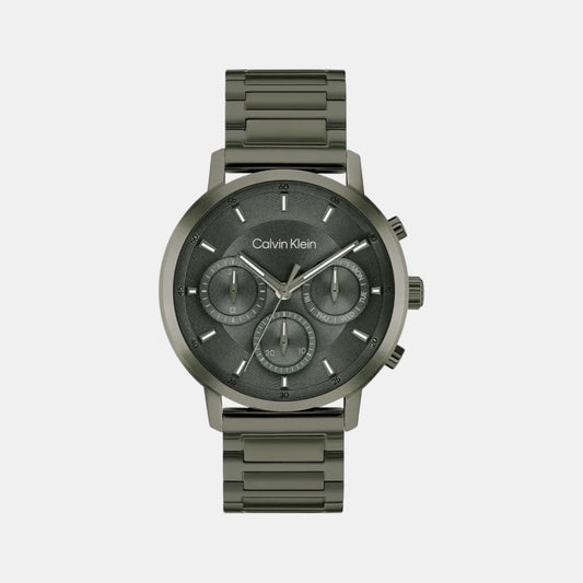 Calvin Klein 25200494 Gauge Men’s Quartz Multifunction Analog Watch with Grey Dial, Grey Stainless Steel Strap