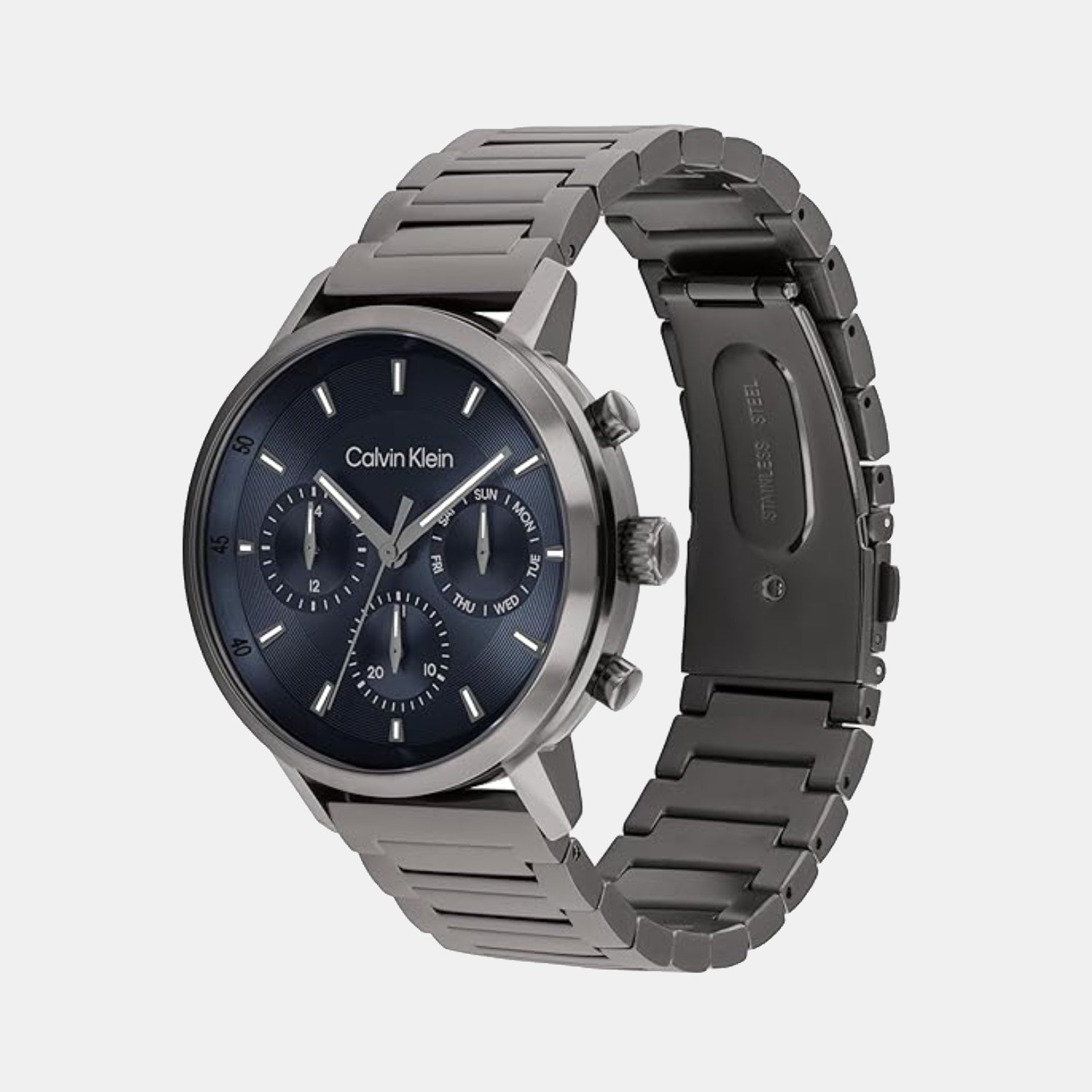 Calvin Klein 25200495 Gauge Men Quartz Multifunction Blue Dial Grey Steel Watch