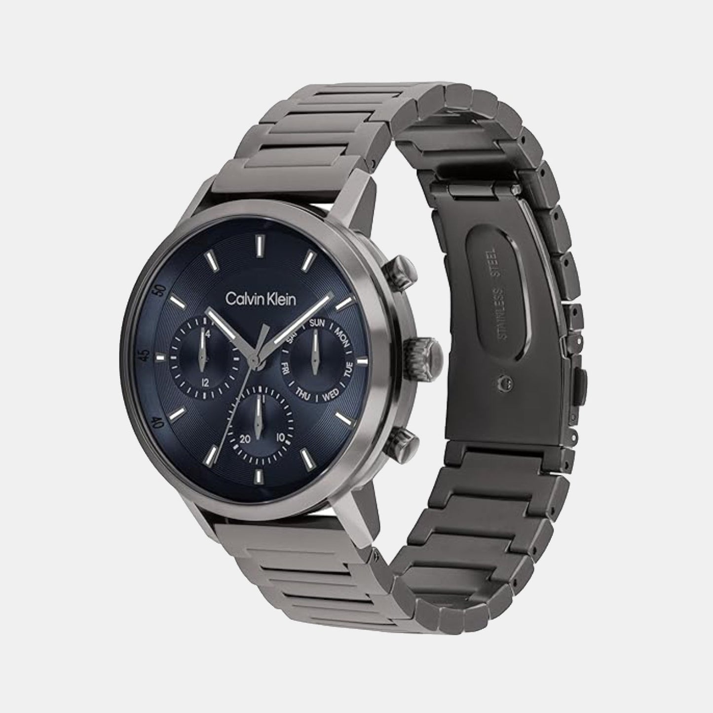 Calvin Klein 25200495 Gauge Men Quartz Multifunction Blue Dial Grey Steel Watch