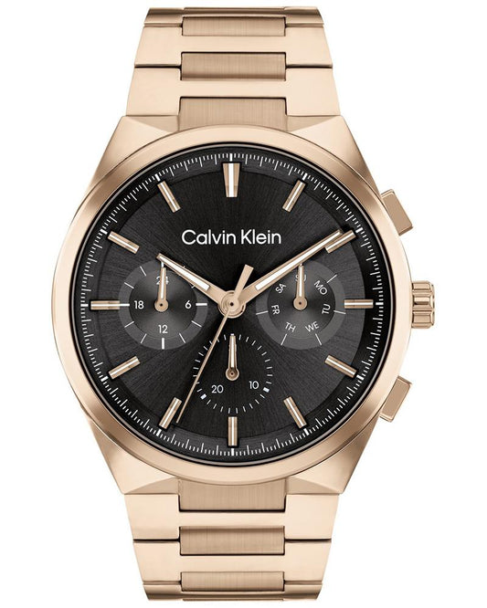 Calvin Klein 25200506 Distinguish Men’s Quartz Analog Watch with Black Dial, Silver Stainless Steel Strap