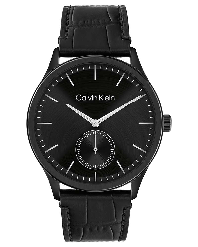 Calvin Klein 25200555 Tailored Men's Black Leather Analog Small Seconds Watch