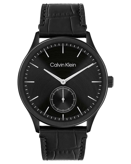 Calvin Klein 25200555 Tailored Men's Black Leather Analog Small Seconds Watch