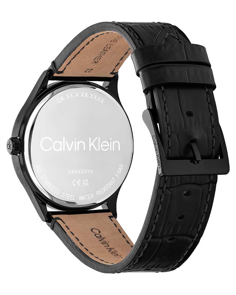 Calvin Klein 25200555 Tailored Men's Black Leather Analog Small Seconds Watch