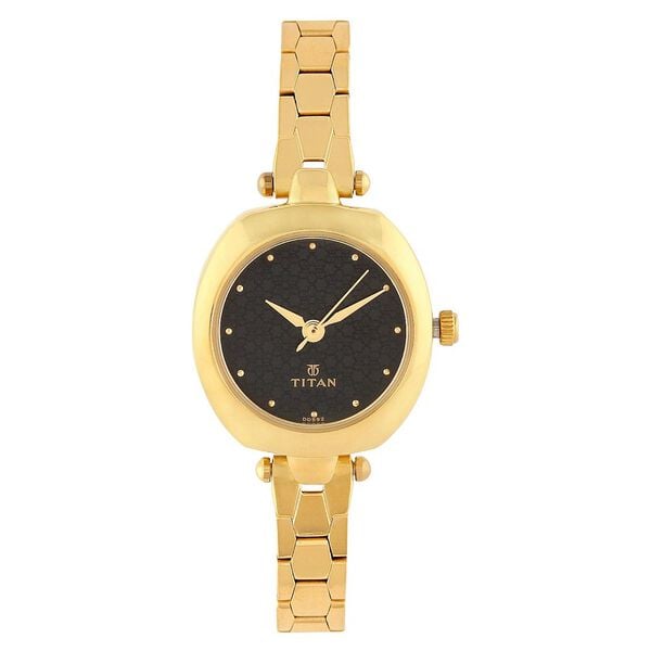 Titan 2520YM02 Black Dial Analog Stainless Steel Strap Quartz Watch for Women