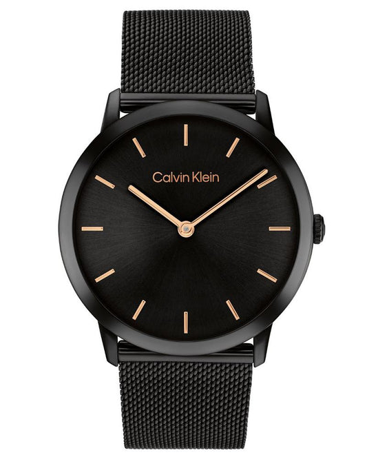 Calvin Klein 25300002 Unisex Quartz Analog Watch with Black Dial, Stainless Steel Strap