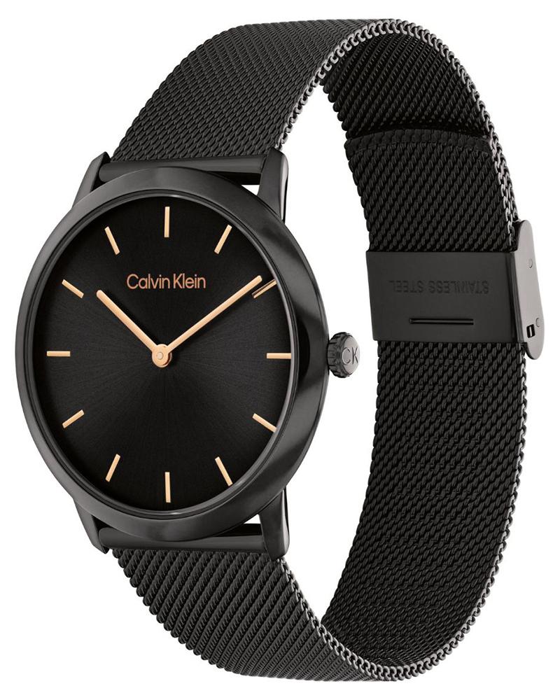 Calvin Klein 25300002 Unisex Quartz Analog Watch with Black Dial, Stainless Steel Strap