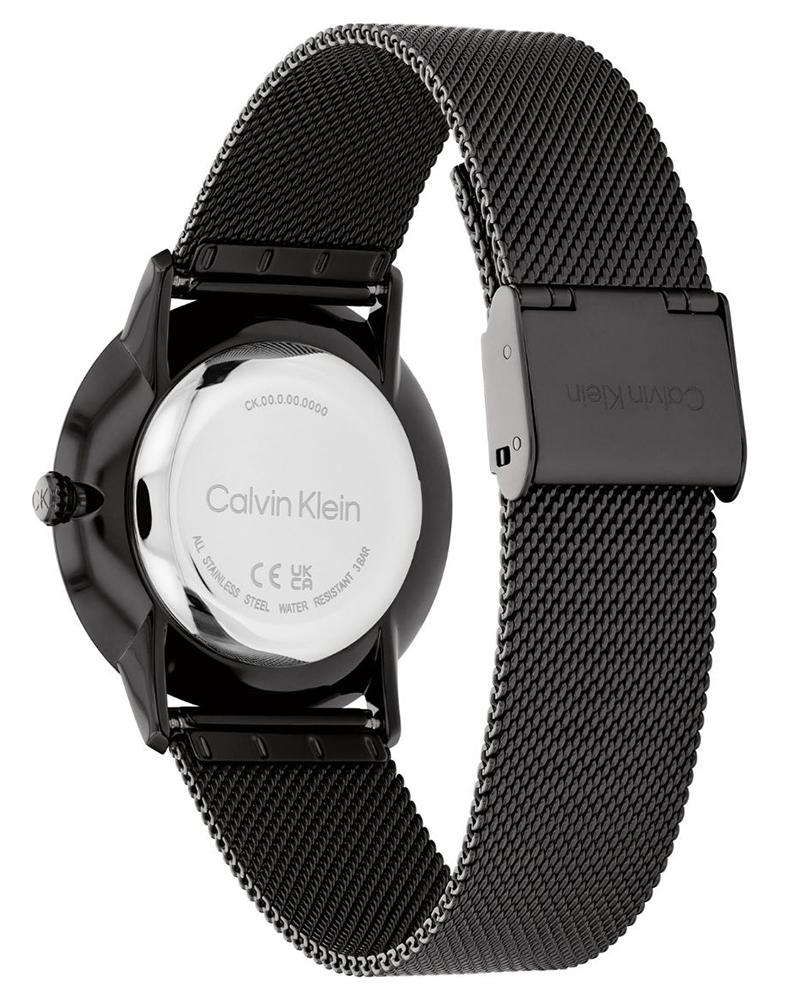 Calvin Klein 25300002 Unisex Quartz Analog Watch with Black Dial, Stainless Steel Strap