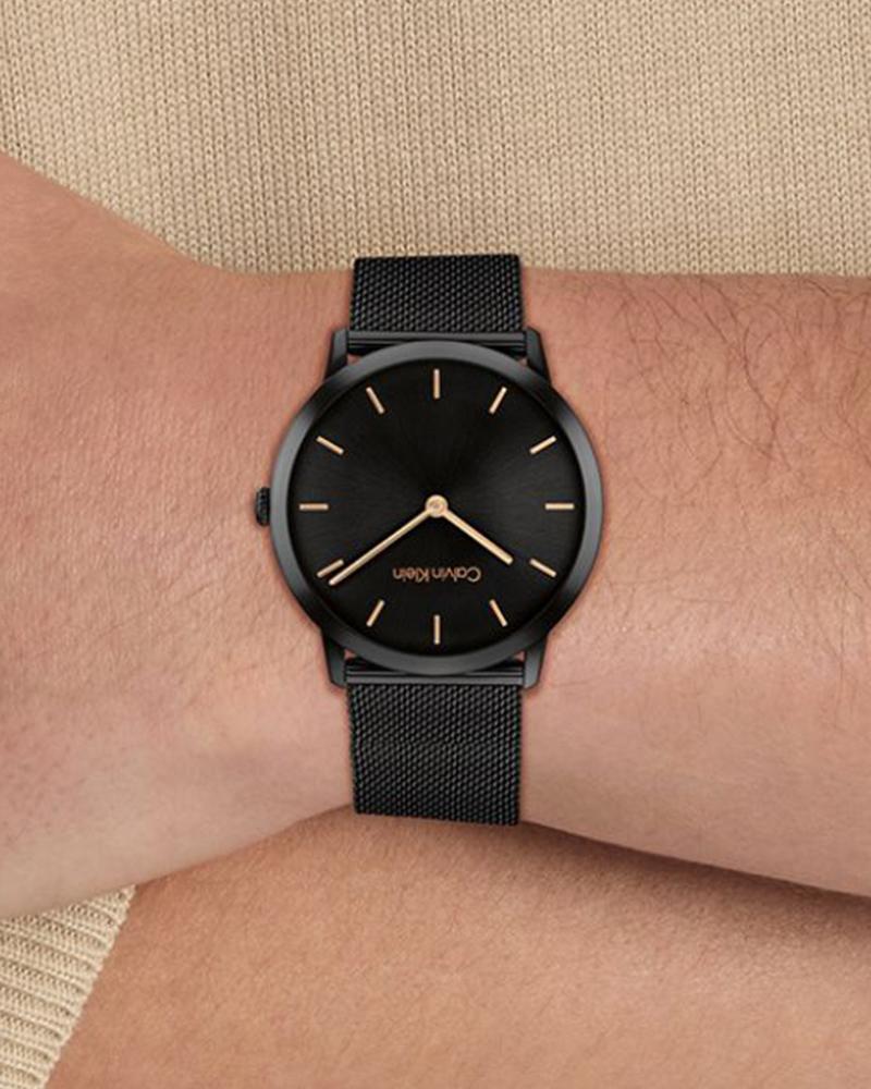 Calvin Klein 25300002 Unisex Quartz Analog Watch with Black Dial, Stainless Steel Strap