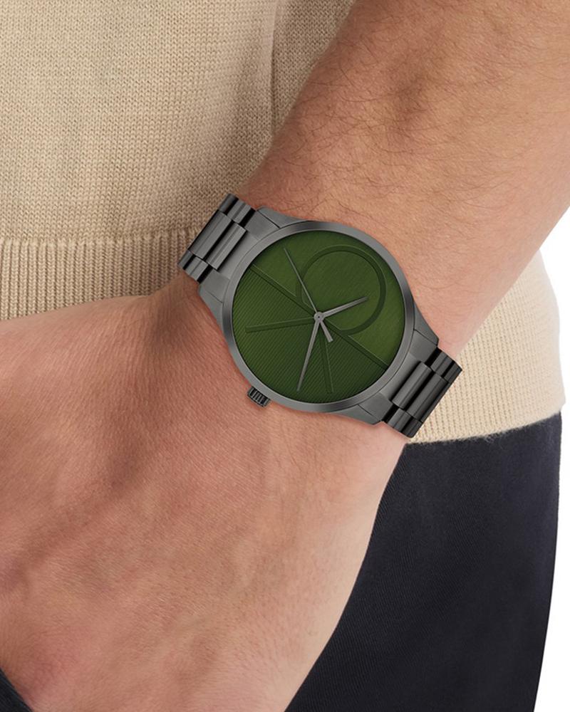 Calvin Klein 25300027 Iconic Unisex Quartz Green Dial Stainless Steel Watch